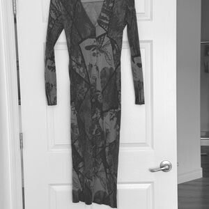 Desigual Blue Botanical Long Sleeve Dress